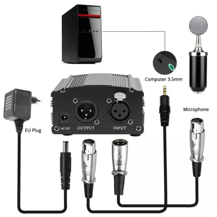 Paket Komplit Mic BM8000 Phantom Power Home Recording Terbaik