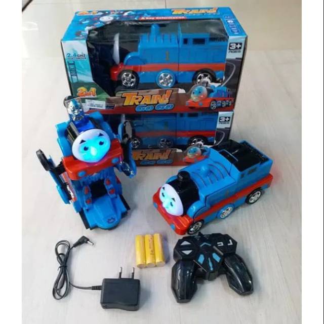MAINAN MOBIL RC THOMAS TRAIN ROBOT GO GO GO TRAIN THOMAS 2IN1 DENGAN REMOTE CONTROL