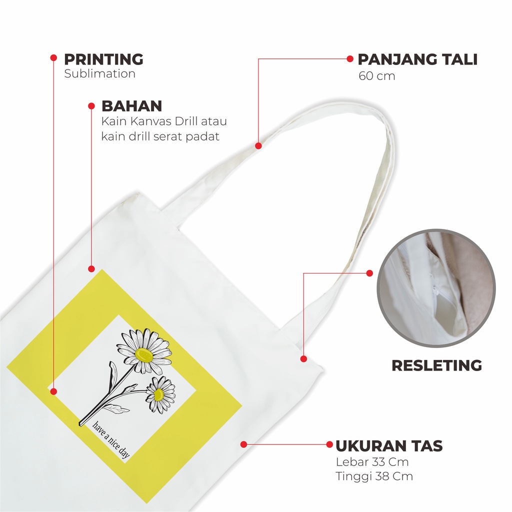 Sevine Totebag Tas Wanita Tote Bag Resleting Quote Motivation - LM