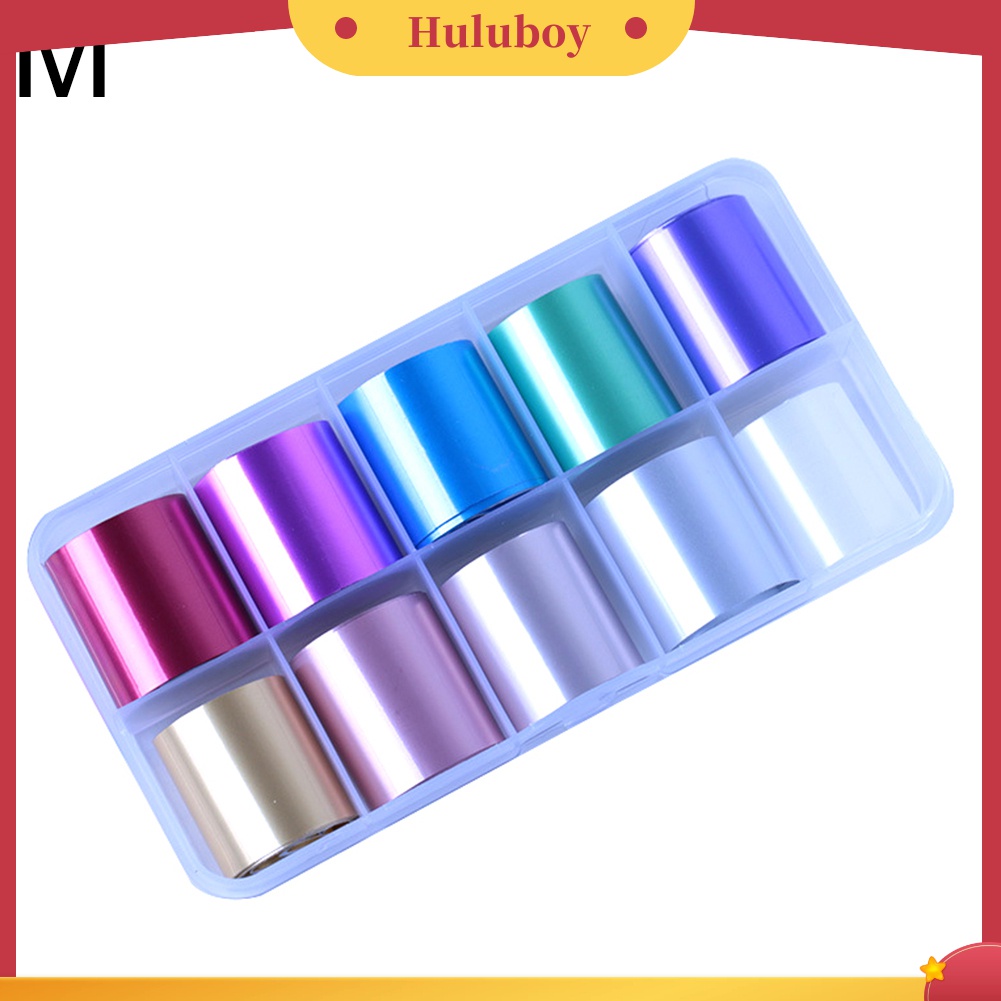 Huluboy Huluboy♡ 10 Rol / Set Stiker Foil Glitter Laser Untuk Dekorasi Manicure DIY