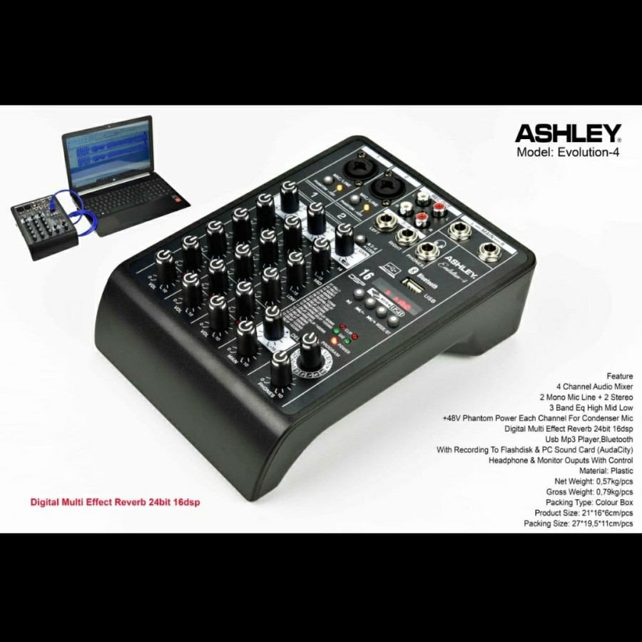Mixer Audio Ashley Evolution4/Evolution 4 4CH USB-BLUETOOTH-RECORDING
