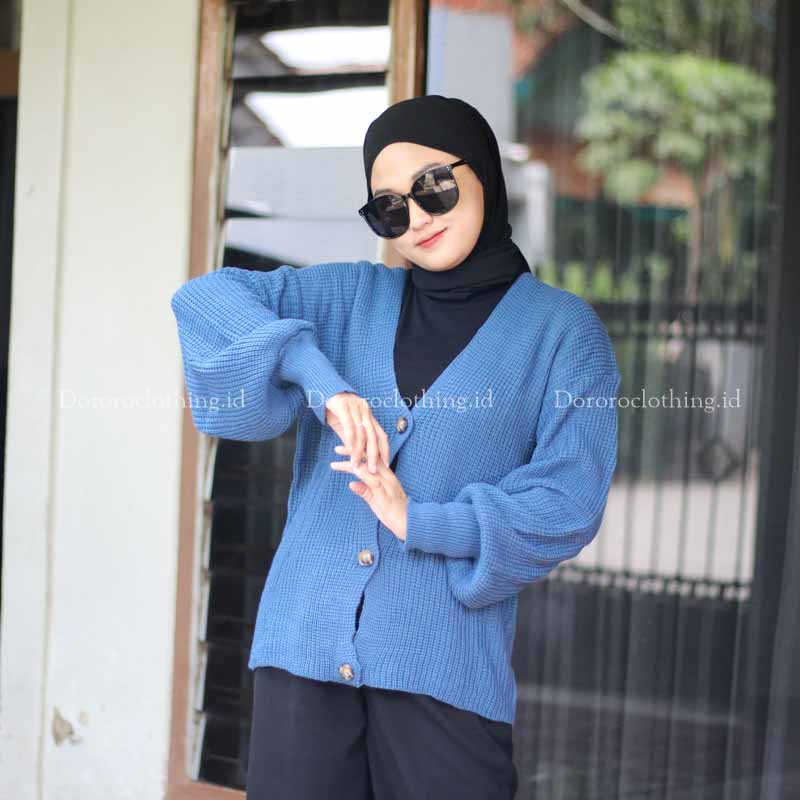 Vina Knitted Cardigan Rajut Kancing Oversize Tangan Balon / PREMIUM Outerwear Kardigan Rajut wanita