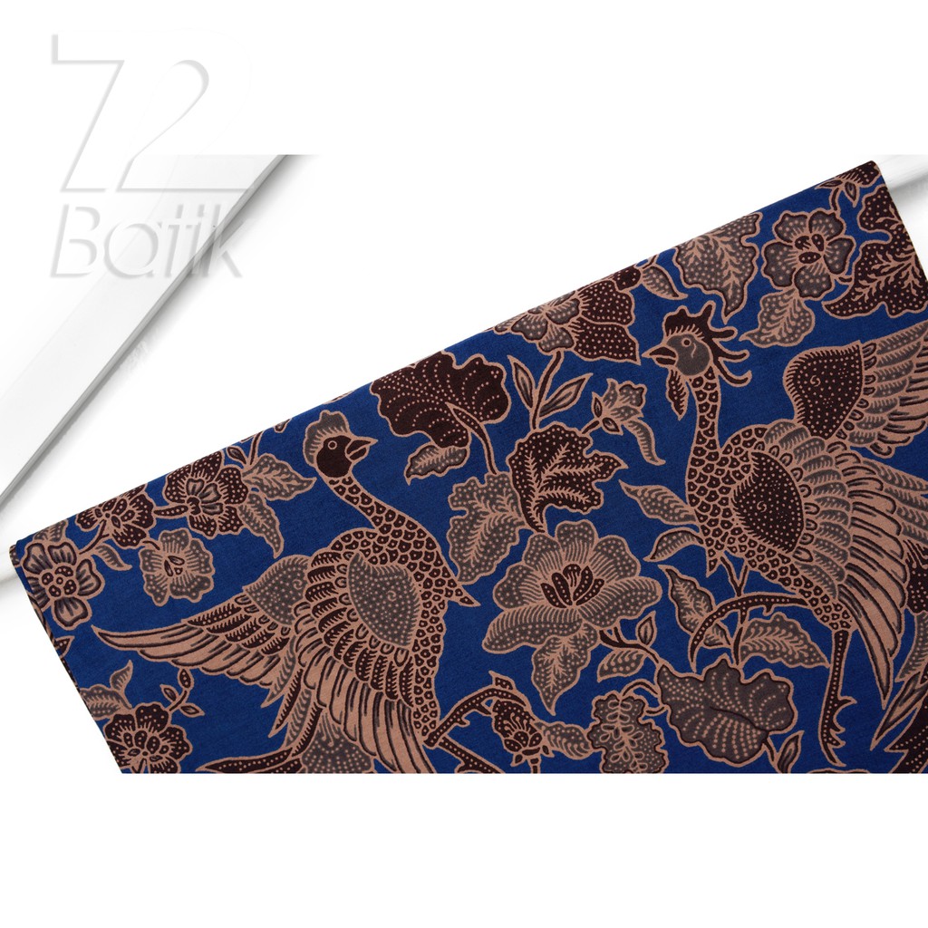 KAIN BATIK KATUN Premium Motif Dwi Cendrawasih Warna Biru Coklat 726152 Cap 72 Jarik Jarit Samping Kebat Panjang Batik Katun Modern Premium Bahan Seragam Batik Pernikahan Kantor Keluarga Murah Kamen Jadi Batik Bali Lembaran