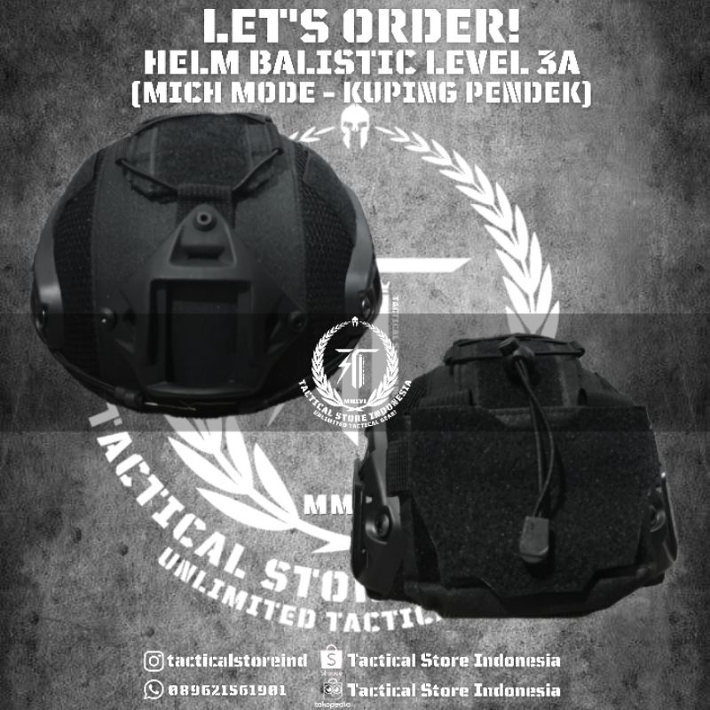 PROMO DISCOUNT Helm Tactical Balistic Level 3A Kuping Pendek - HITAM