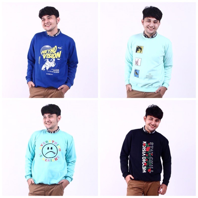 HEYHO Crewneck sweater jaket pria dan wanita original lokal brand Jakcloth Store Bogor