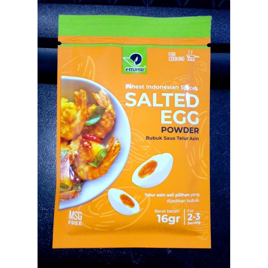 [HALAL] Emaku Bumbu Telur Asin Salted Egg Powder Sachet 16Gr - Bumbu Bubuk Saus Telur Asin Saset