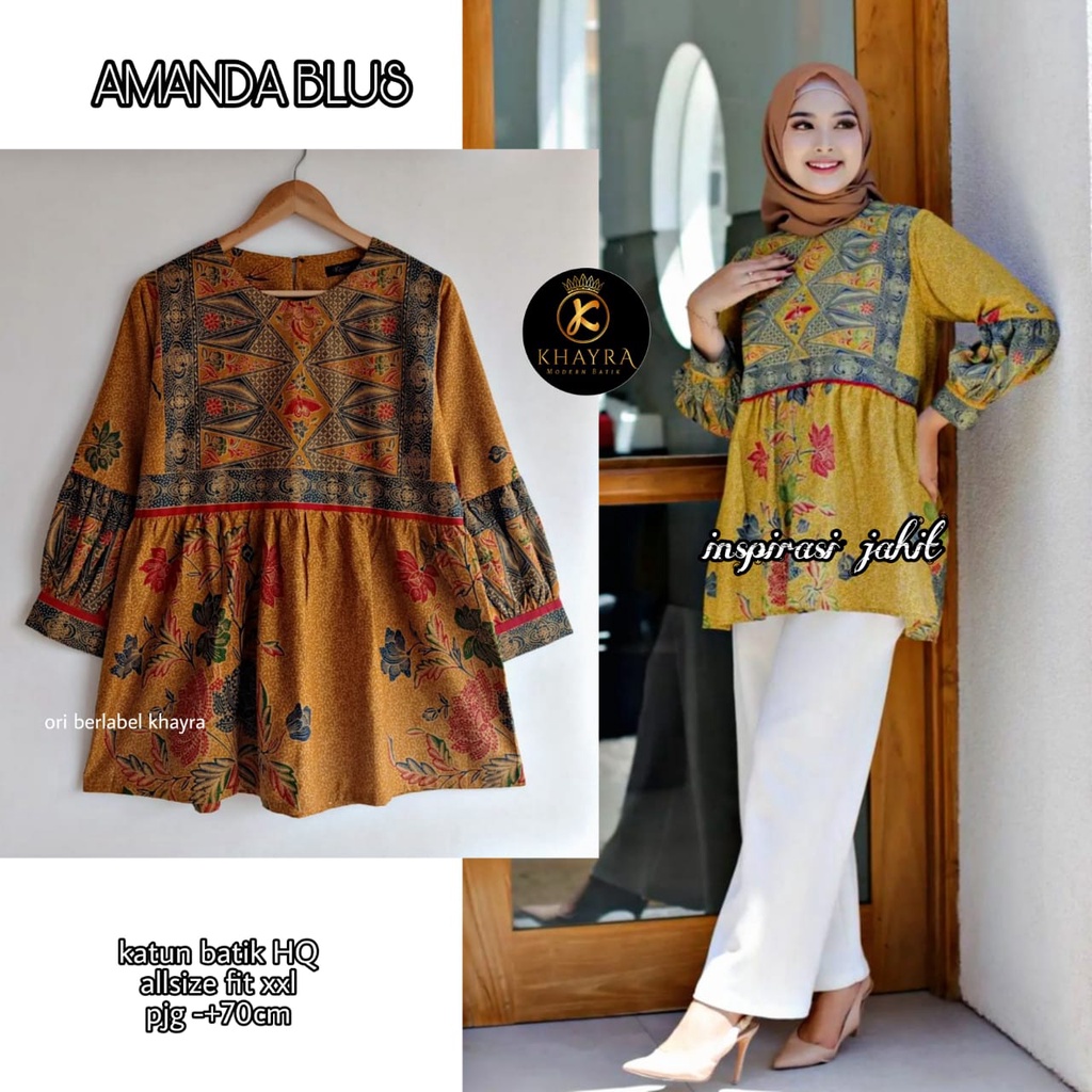 Blus amanda Rossa batik solo atasan kerja  cocok buat ke kantor