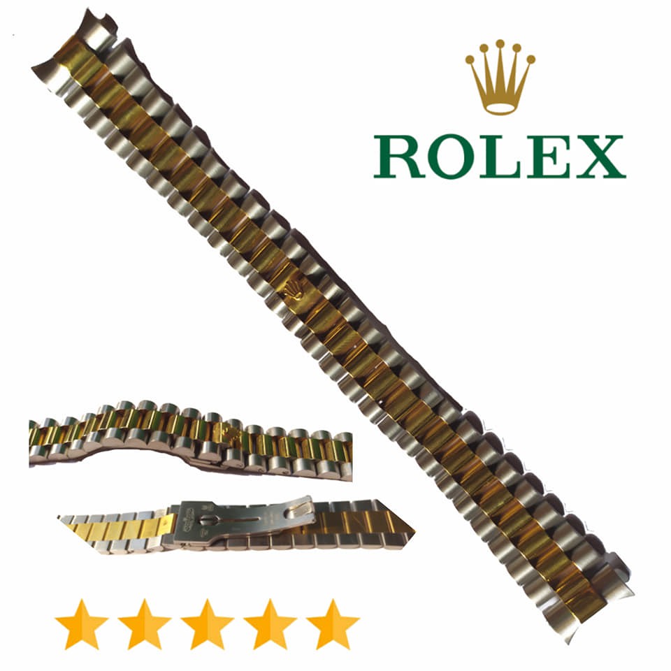 Rantai Strap Tali jam tangan watch Rolex President Kombinasi silver Gold