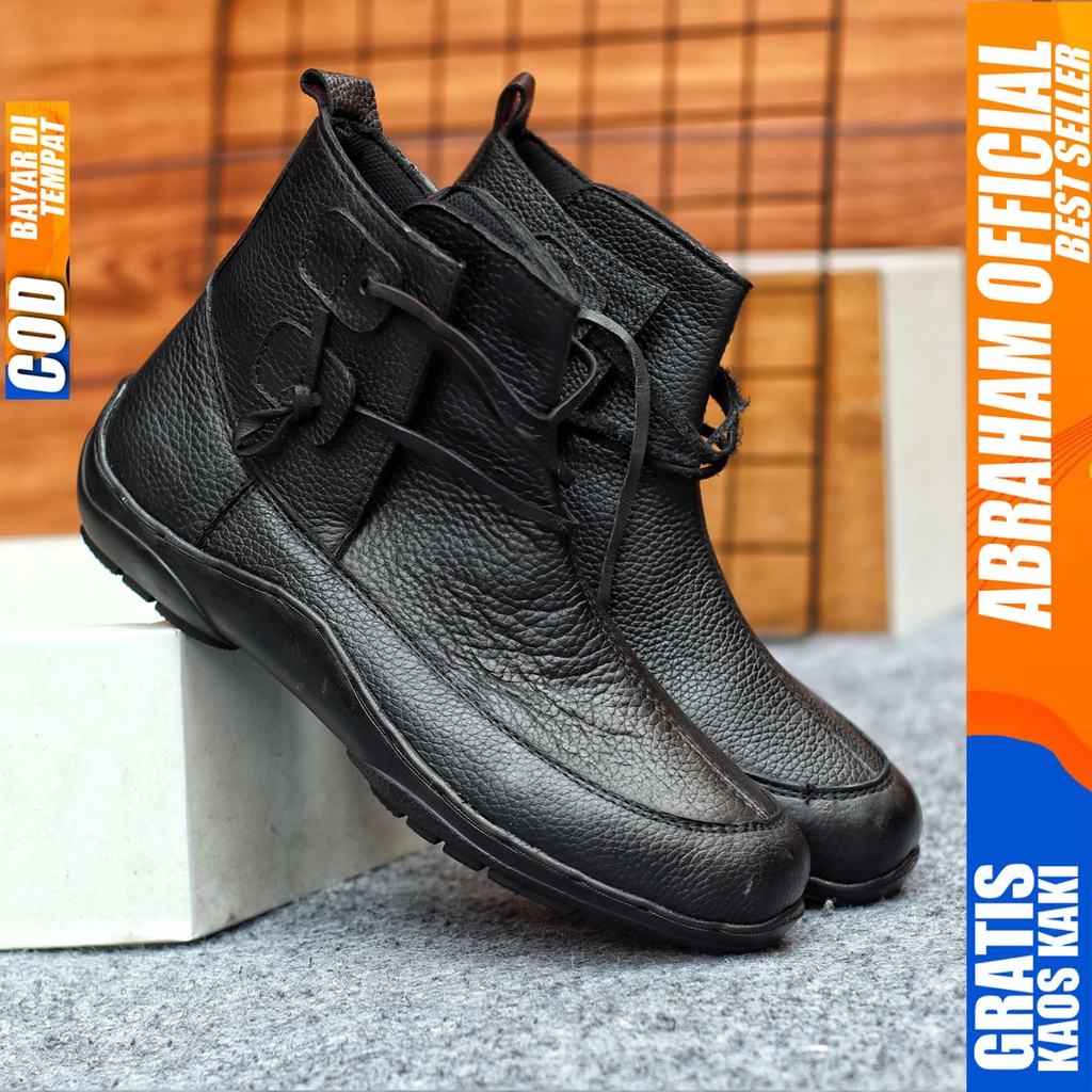 Sepatu Pantofel Pria Hitam Kulit Asli Casual Formal Pantopel Kerja Kantor Kondangan Guru Pesta vantopel Pentopel Fantofel Fashion Shoes Terbaru Murah Kekinian Original ARWA ABRAHAM