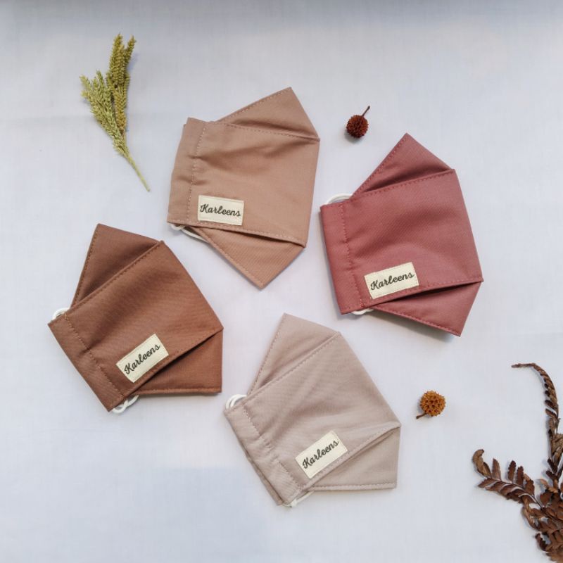 Masker Kain Polos 3D 3lapis Earloop/ Headloop