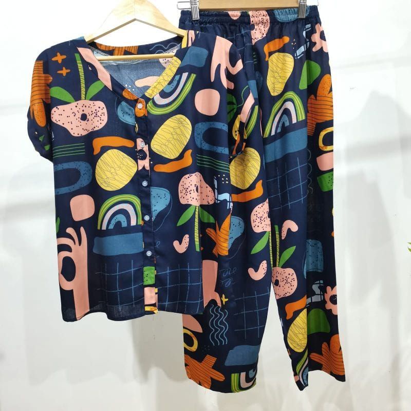 PIYAMA KANCING BUSUI | PIYAMA RAYON  V-NECK | PIYAMA BUSUI | BAJU TIDUR MURAH-KCPD WW