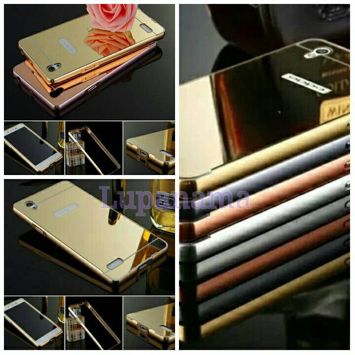 Promo paket bumper case mirror oppo mirror 5 free tempered glass mirror5 Murah
