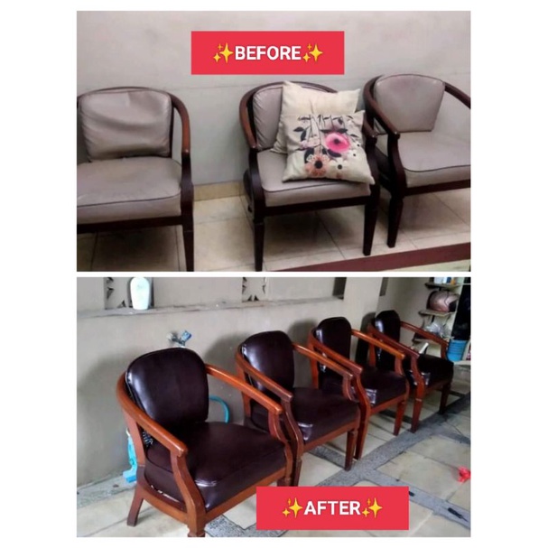 ganti kain sofa/ kursi, servis sofa,/ tambah busa dan perbaikan karet.