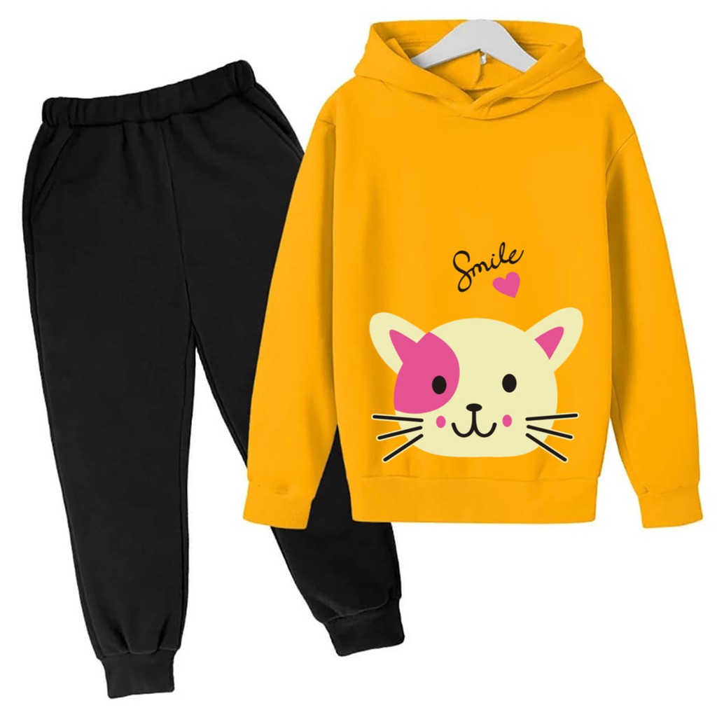 Bess - Setelan Set Jogger Wanita / Setelan Set Hoodie DOGGY SMILE