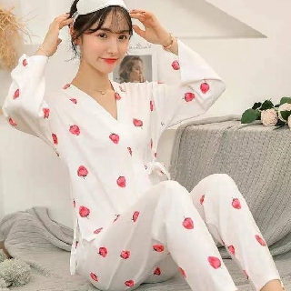 Big Sale Baju tidur wanita set kimono import  kaos  tebal 