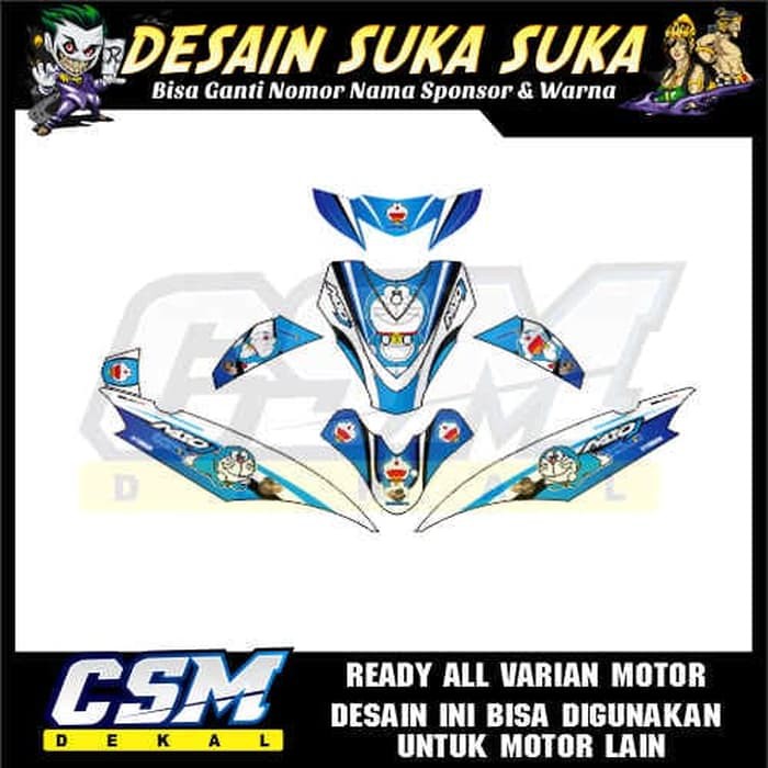 326 Dekal Decal Motor Mio J Stiker Sticker Striping Body Doraemon