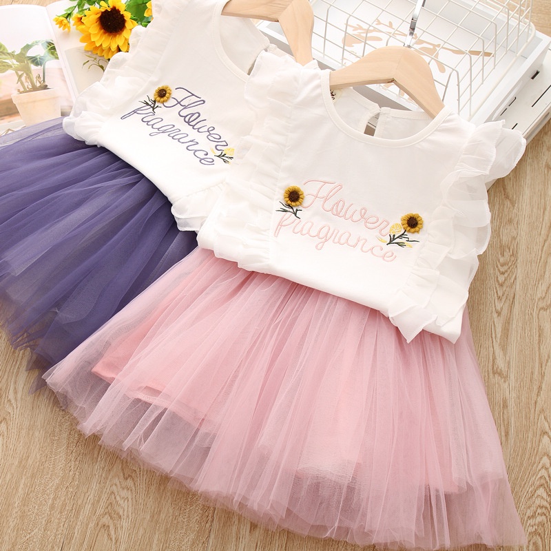 DA7- NEW Setelan kaos dan rok tutu anak/baju setelan anak /pakaian bayi anak perempuan motif flower Fragance