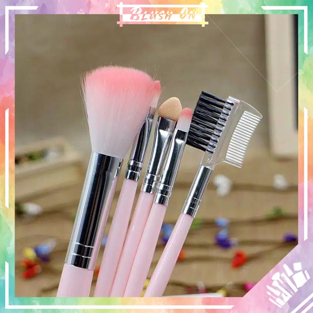 Termurah 5PCS/ Set Kuas 5 in 1 Make Up Brush Kuas Eyebrow Blush On Eyeshadow Sponge