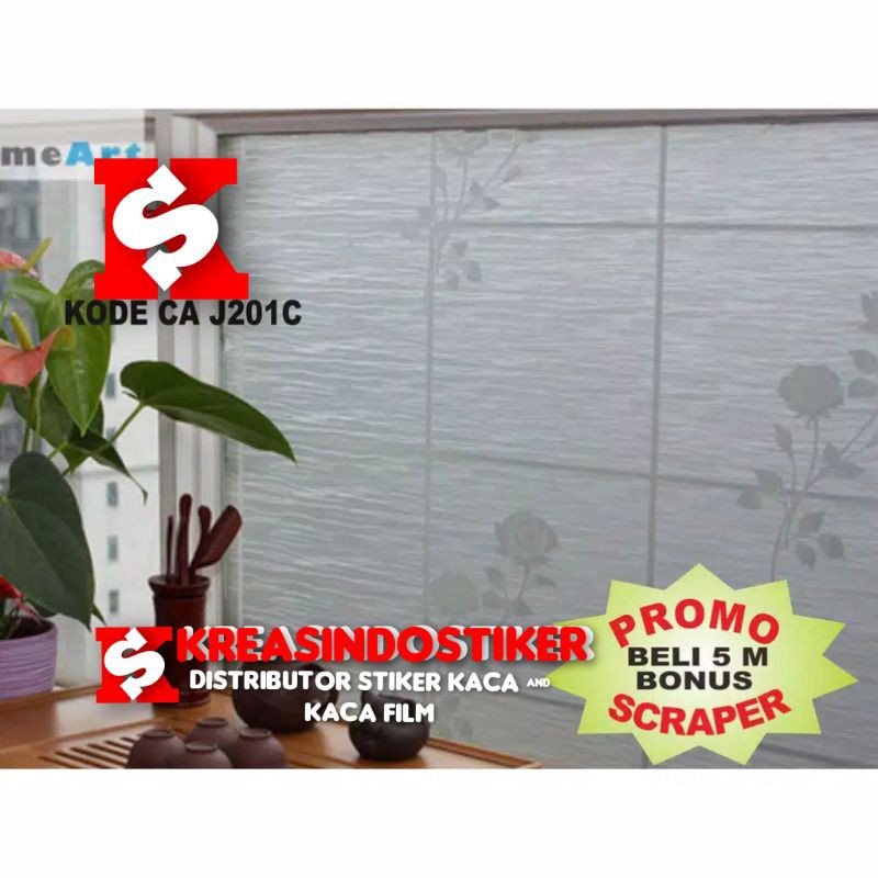 Sticker Stiker Kaca Jendela Sandblast Motif Bunga Mawar