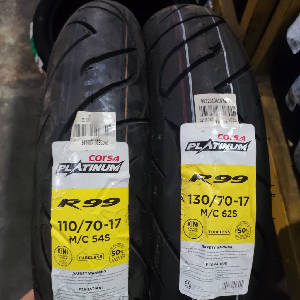 Paket Ban motor sport Corsa R99 110 70 &amp; 130 70 17 tubeless PLATINUM soft compound