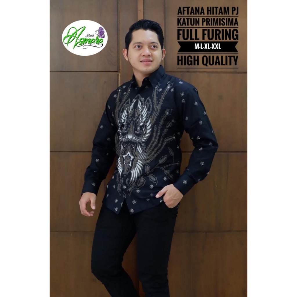 AFTANA HITAM ASMARA BATIKSOLOAMANAH KEMEJA BAJU BATIK PRIA SOLO LENGAN PANJANG PENDEK LAPIS FURING ATASAN BATIK PREMIUM MODERN KATUN HALUS PEKSI JIWO KENCONO UNGU GIYANDRA IJO SUJIWO KLASIK MAJALAYA AKAR PUTIH KAWUNG SEJAGAT PANCASONA BIRU TIRTA KUNING