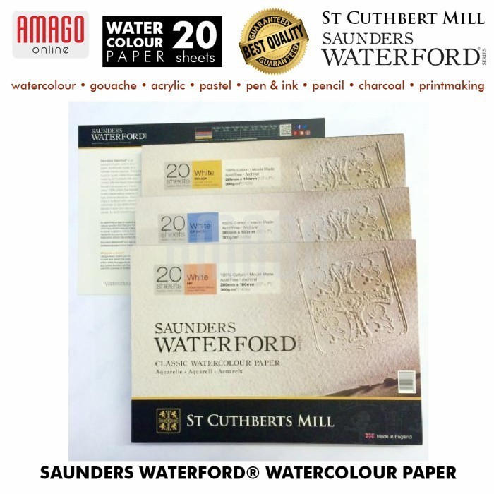 Saunders Waterford Watercolour Paper Hot Pressed - White - 20 lbr -  300g - 510x360mm