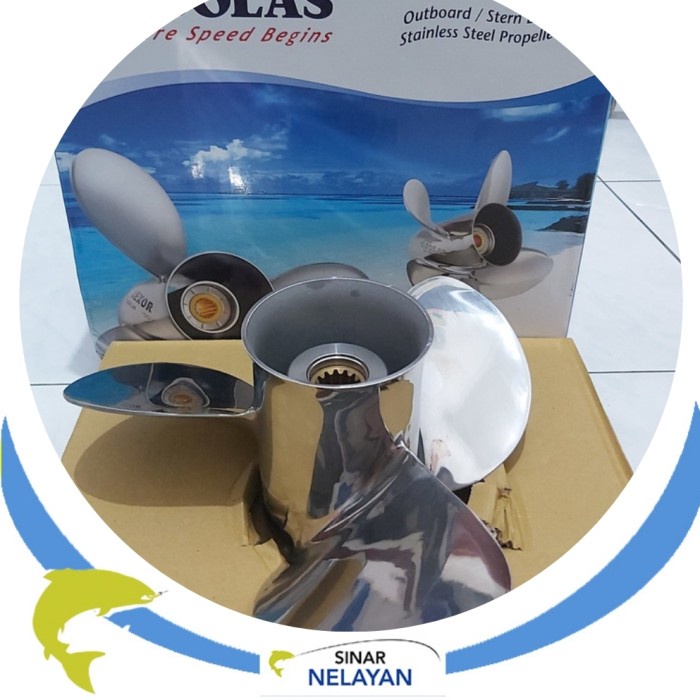 Propeller / baling untuk mesin tempel Tohatsu 40pk-50pk. Stenlis