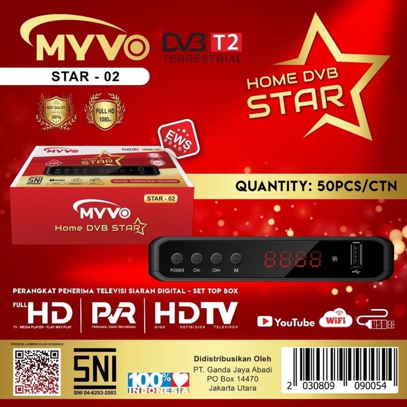 Set top box / STB WELHOME HD / MYVO DVB-T2 Tv Digital Receiver Bisa Youtube / Dongle Wifi