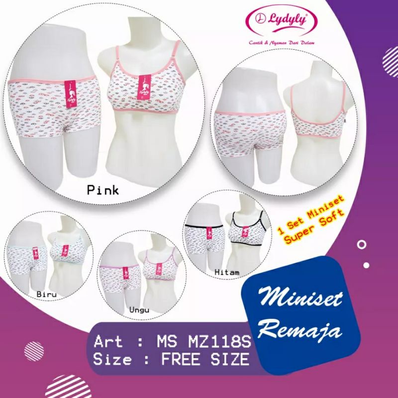 Setelan Miniset Lydyly Step 1 Plus Celana Dalam Segiempat Motif Love  Miniset Katun Mz118S