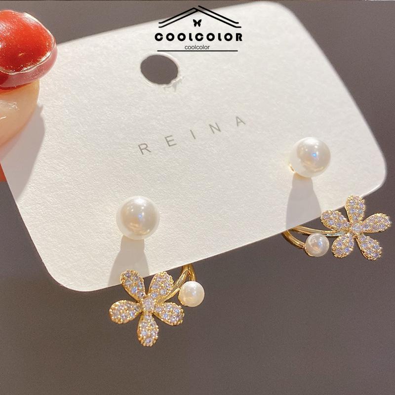 COD 925 Perak Jarum Ikan Korea Ekor Mutiara 2021 Baru Trendi Elegan Fashion Stud Earrings- cl