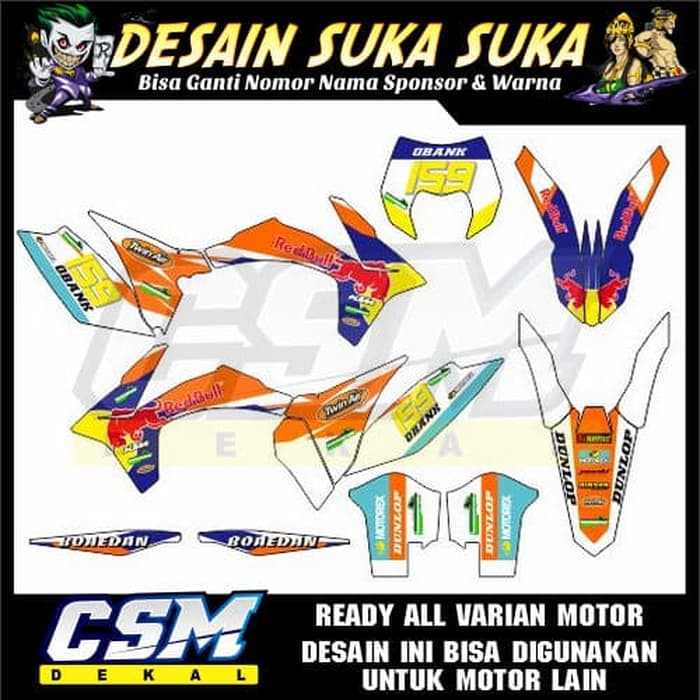 300 DEKAL DECAL MOTOR KTM 250 STIKER STICKER STRIPING BODY REDBULL SIKSPAK