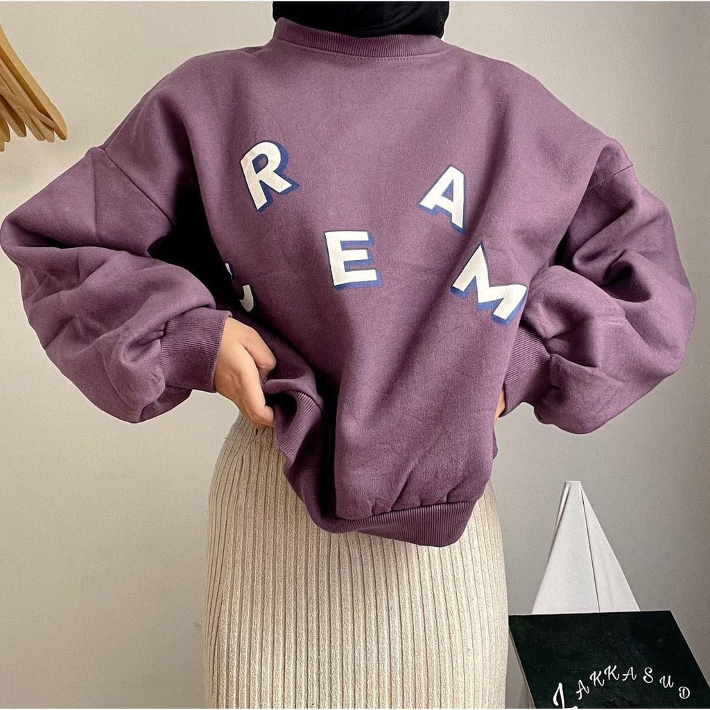 SWEATER OVERSIZE WANITA CREAM SWEATER FASHION KOREA PURPLE SWEATER LILAC MURAH SWITER WANITA