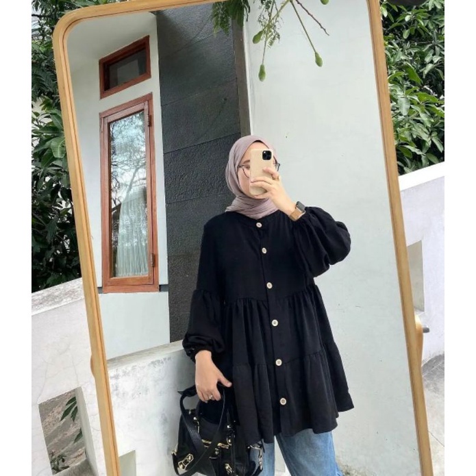 BEFAST - ZRX OOTD Tunik Wanita Muslim AYIKA / DANNY TUNIK FULL KANCING / Pakaian Wanita Muslimah / Tunik Polos Casual / Fashion Wanita Hijab / Tunik Formal Remaja Wanita / Terbaru 2022