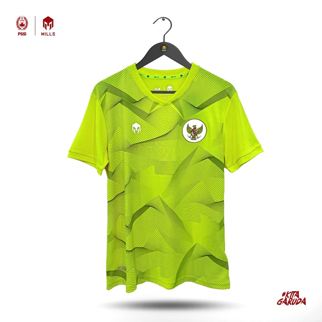 JERSEY TIMNAS INDONESIA 2020 MILLS 1013GR BAJU LATIHAN TIMNAS TRAINING JERSEY TIMNAS FLO YELLOW