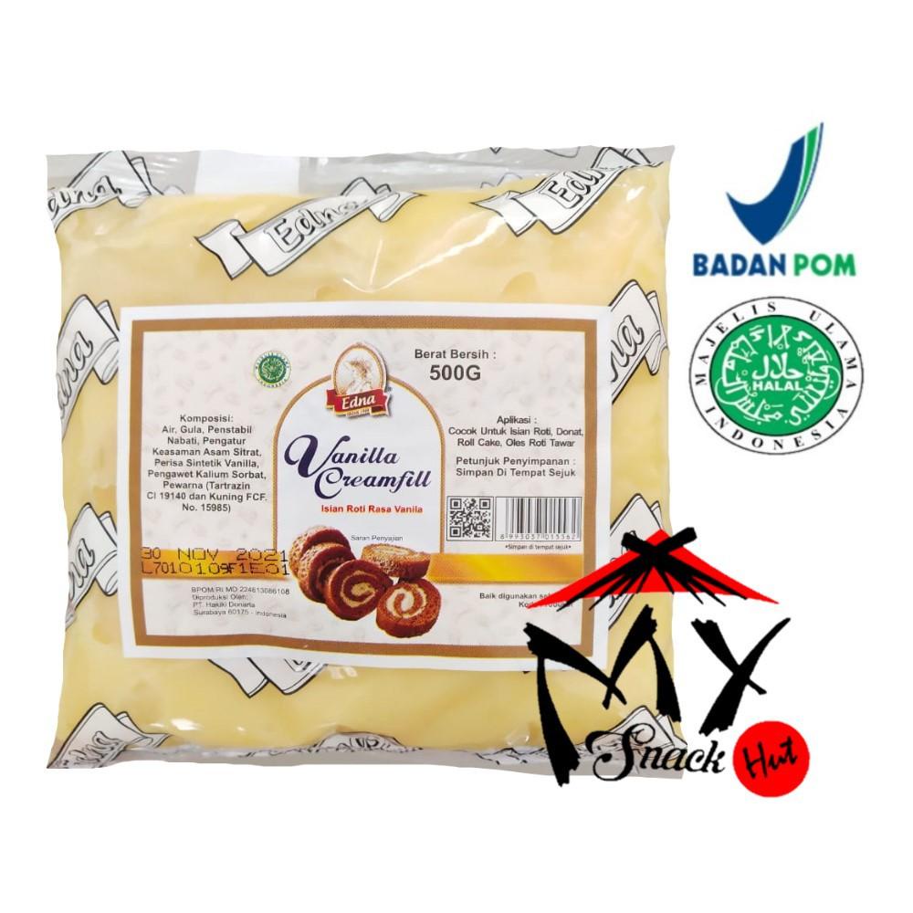 

EDNA CREAMFILL VANILLA 500GR - ISIAN ROTI FILLING VANILA - SELAI OLESAN ROLL CAKE DONAT HALAL MUI Berkualitas