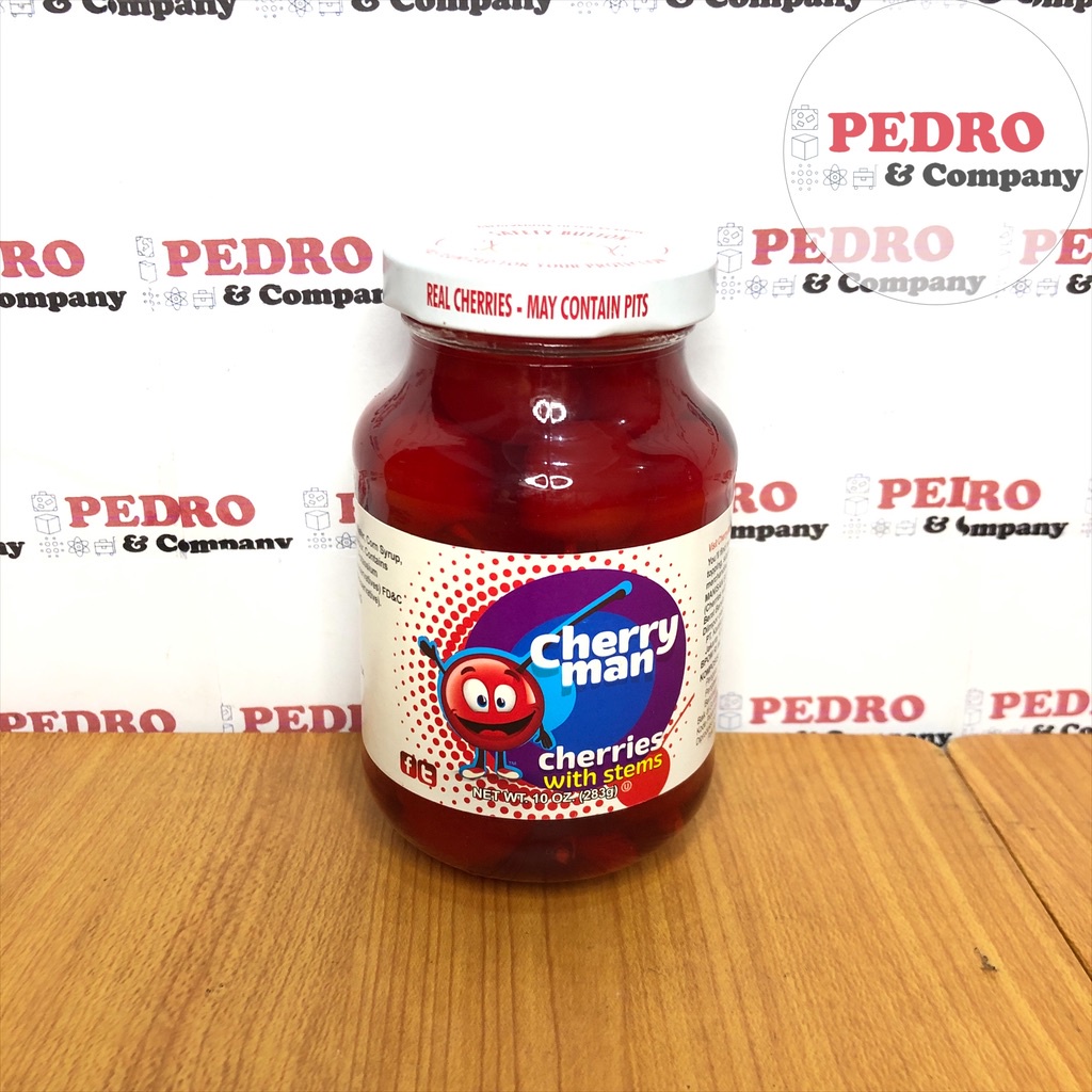 

Cherry man cherries with stem 283 gram - buah cheri merah batang sirup syrup