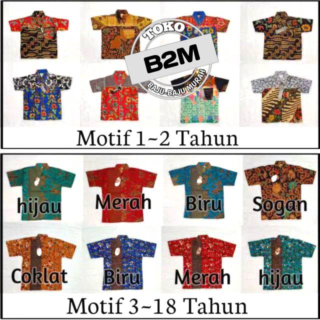 Kemeja Batik Anak Usia 1,2,3,4,5,6,7,8,9,10,11,12,13,14,15,16,17,18 Tahun Grosir Kemeja Batik Murah