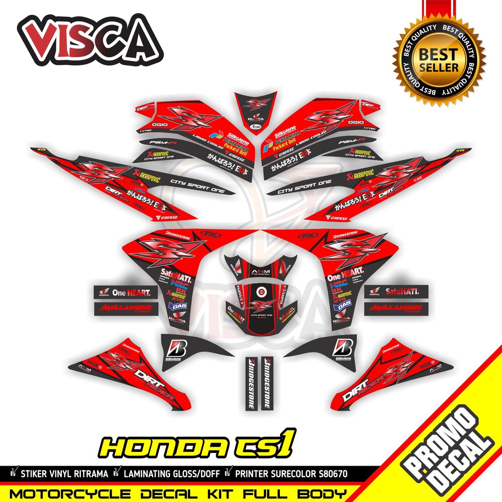 Decal Cs1 Full Body Stiker Cs1 Full Body Striping Cs1 Full Body Striping Honda Cs 1 Variasi Black Si