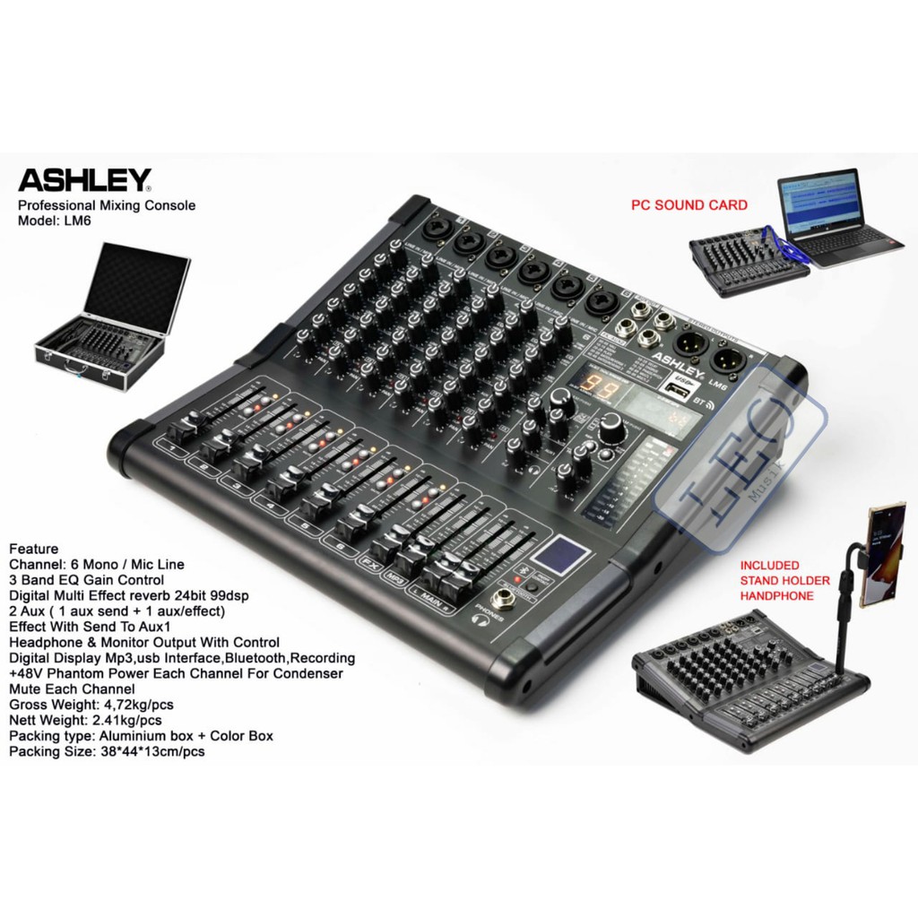 ASHLEY MIXER LM 6 LM6 MIXING CONSOLE 6 CHANNEL