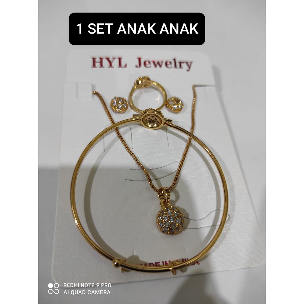 blinqshop  PERHIASAN ANAK 1 SET KALUNG,CINCIN,GELANG DAN ANTING ACSESORIS FASHION TITANIUM