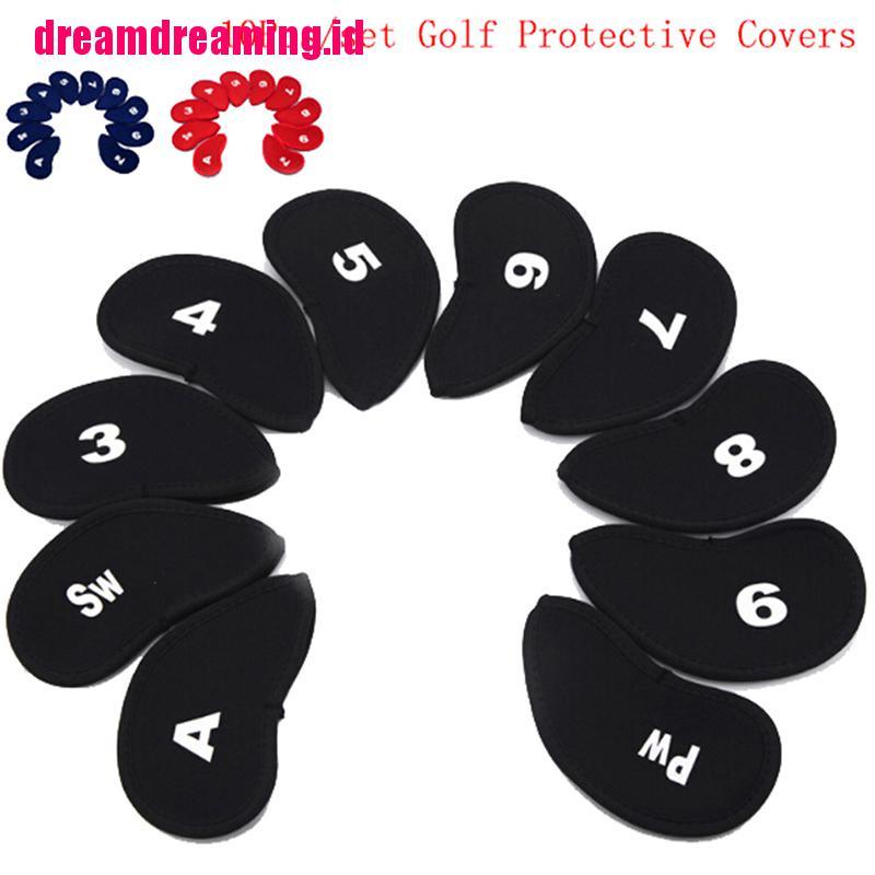 10pcs Sarung Pelindung Kepala Tongkat Golf Bahan Neoprene