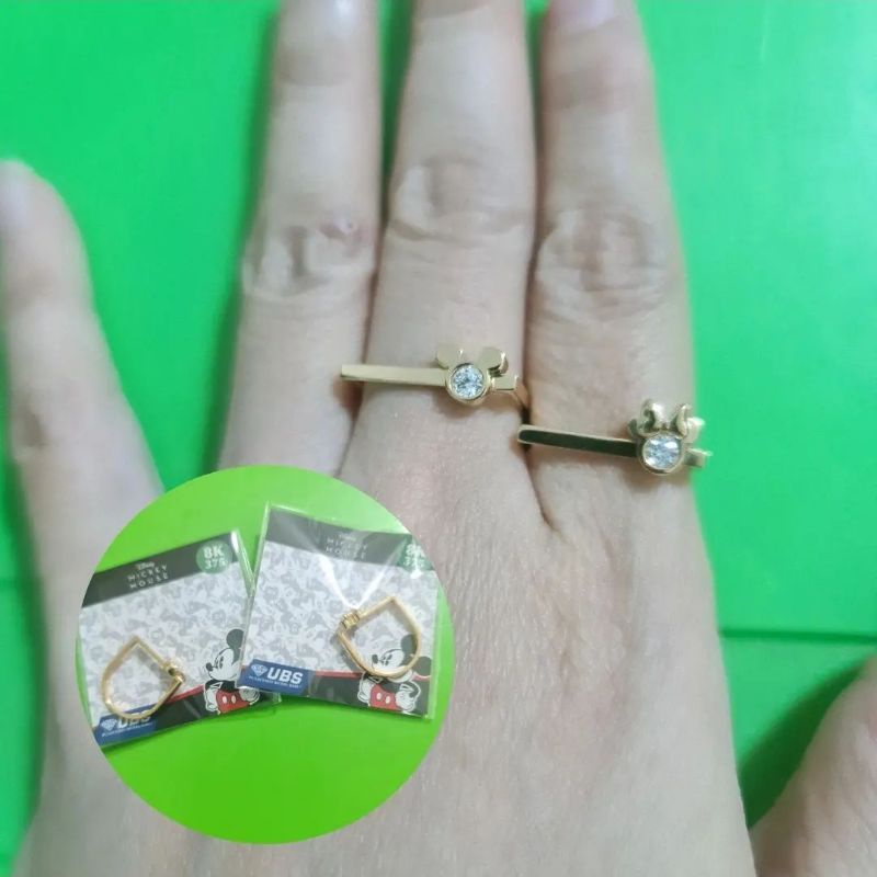 Cincin mickey minnie mouse batu putih UBS kadar 8K 375