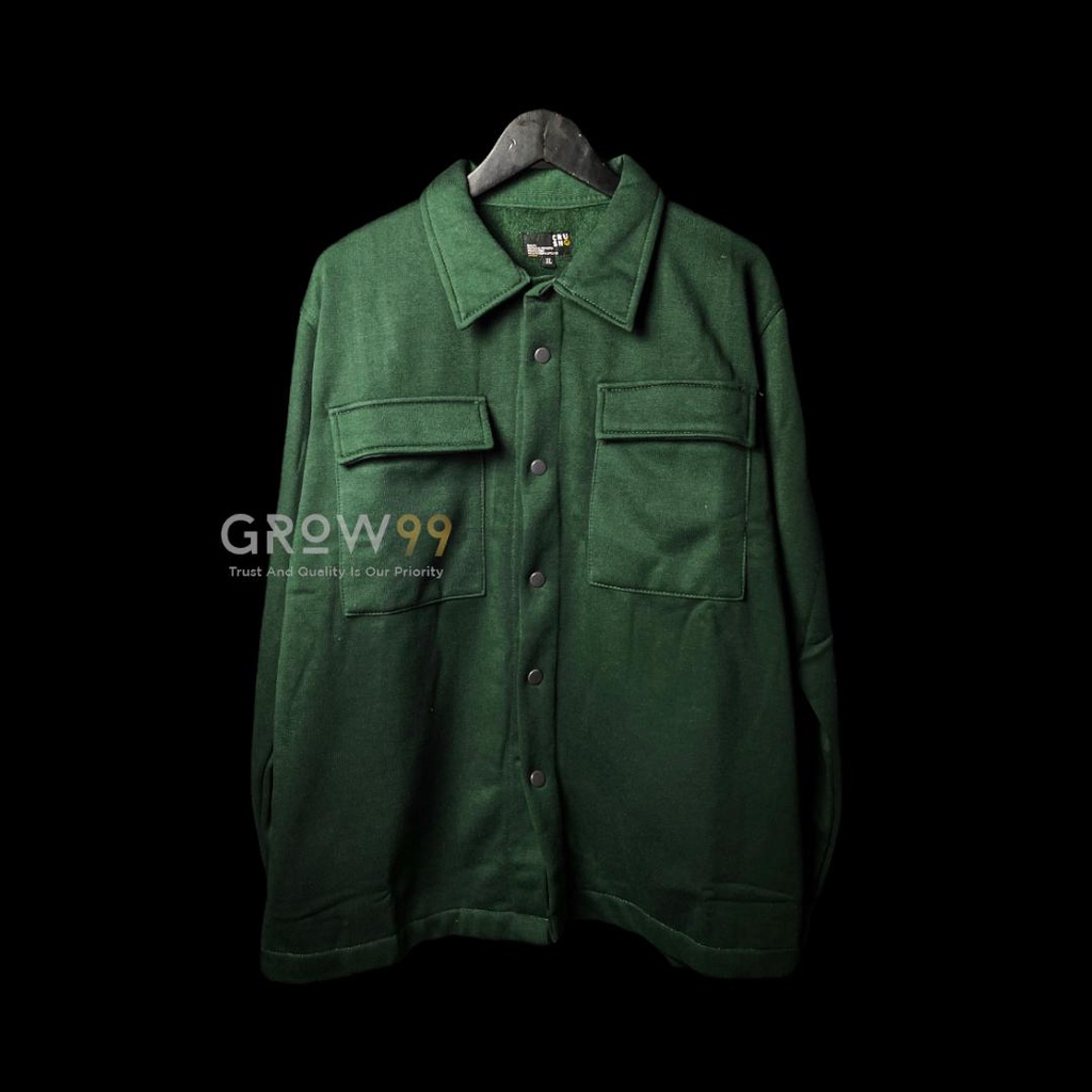 SHACKET JACKET PLEECE - JAKET SHACKET PRIA ORIGINAL - JAKET CASUAL PRIA-GREEN