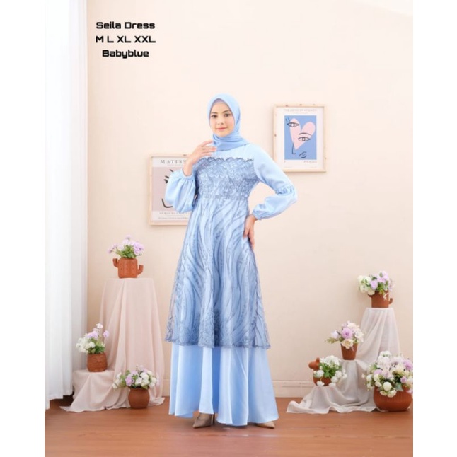 Permata Olshop / Dress Seila NF / Gamis Kebaya Pesta Modern / Kebaya Modern / Dress Kondangan