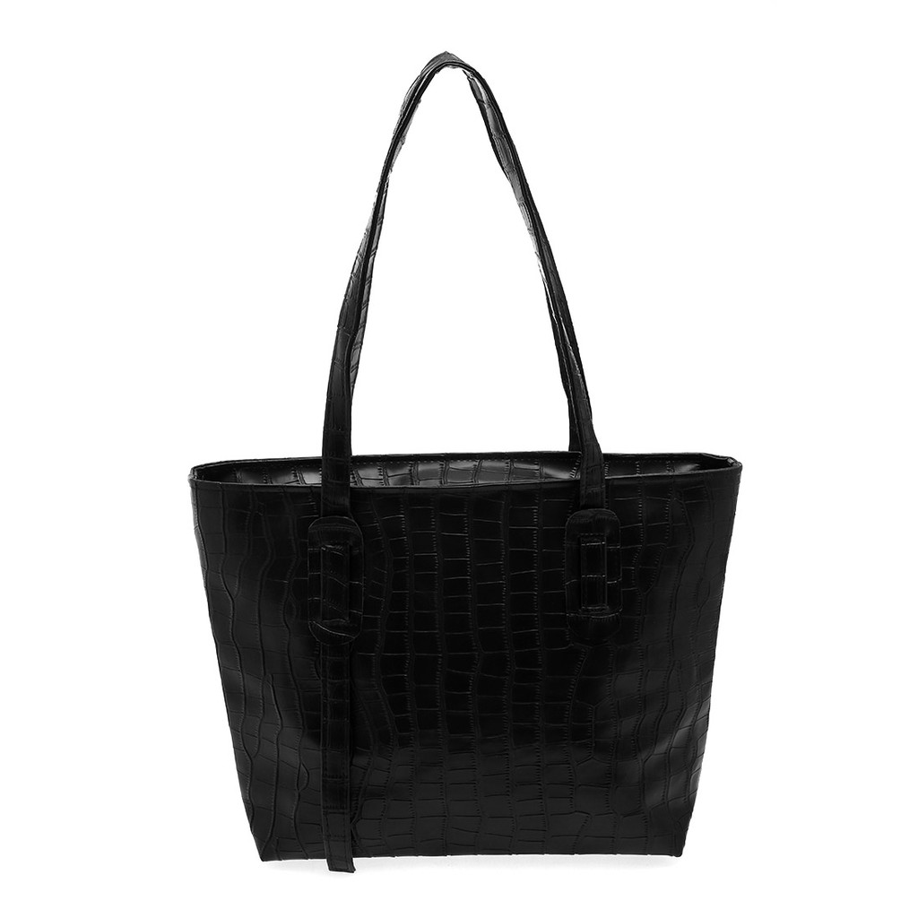 Vonica Tote Bag Motif Crocodile Tas Wanita Quality Premium - Black
