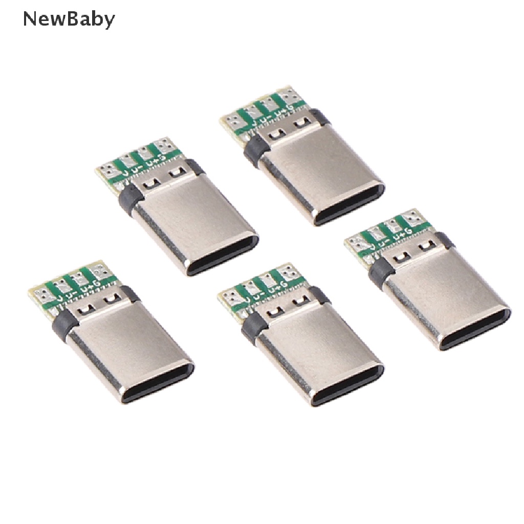 Newbaby 5Pcs Soket Konektor Plug Solder USB 3.1 Tipe C Male DIY Untuk PC Board