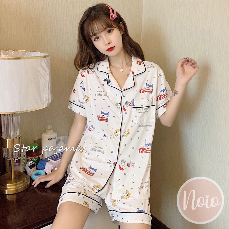 BAJU TIDUR WANITA LENGAN PENDEK CELANA PENDEK KOREA SHORT SLEEVE PANS PIYAMA WANITA DEWASA IMPORT ONE SET - SSP MIX1-6