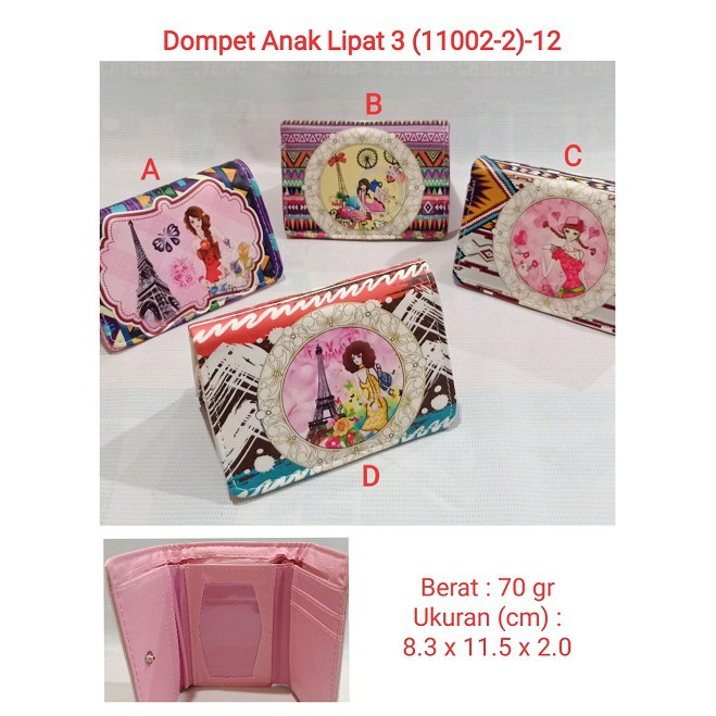 Dompet Anak &amp; Wanita Lipat 3 ( 11002-2 ) 12 Dompet termurah