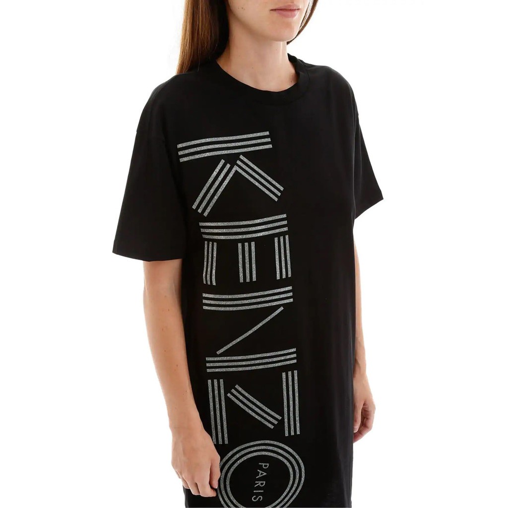 Knzo Women Glitter Logo Dress Black/White 100% Original