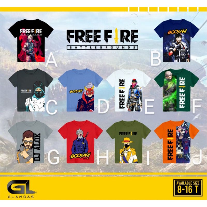 Kaos Anak FF Free fire Anak Tanggung Remaja Murah Branded Grosir 8-17 Tahun